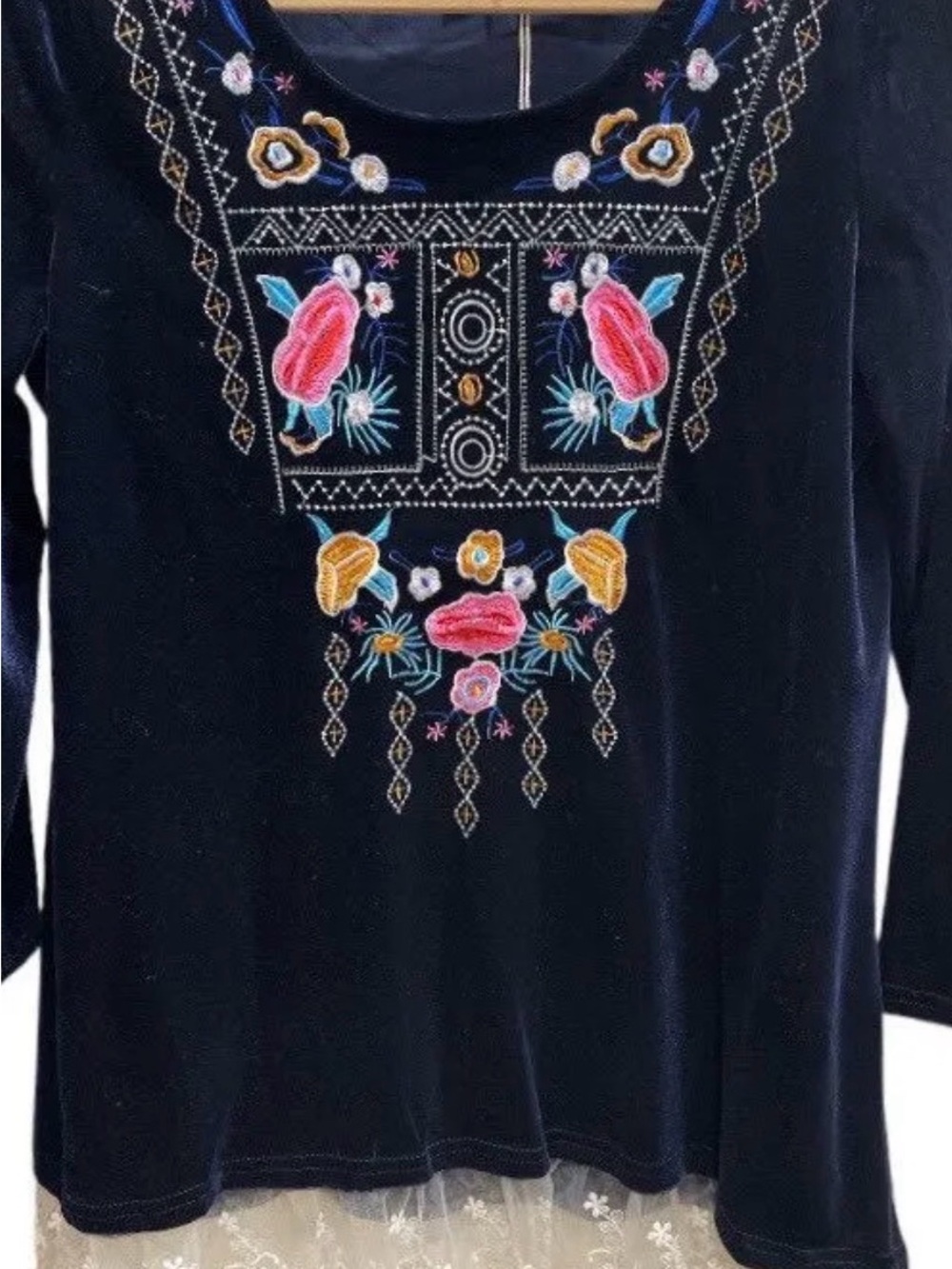 entro Blue Velvet Tunic Top